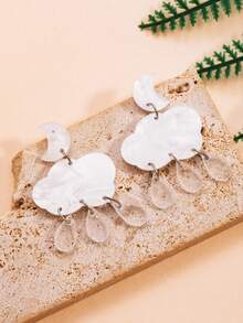 1 Pair Fashionable Cute New Oil Drop Cloud & Raindrop Tassel Earrings, Suitable For Children - Multicolor - View 6