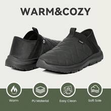 OOW Slippers For Men With Memory Foam House Shoes Lightweight Pl 11ush Slip On Garden Loafer Slippers Indoor Outdoor,14.5,Black - Black - 查看 3