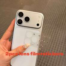 Compatible With Apple 17 Pro Max/17 Pro High-Definition Rear Camera Tempered Glass Film+Puppy Expression Sticker, Simple Design, Transparent Protective Layer, Shatter Resistant Layer, High-Definition Film, Tempered Glass Protective Screen, Transparent Film, Shatter Resistant Layer, Glass Shield, Mobile Photographer, Small Tool Protector, - Puppy Stickers + Lens Protector (2 Pieces) - View 10