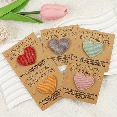 1/5pcs Inspirational Pocket Hug Card (With Heart Accessory) - "Life Is Tough But So Are You" Encouraging Message, Perfect For Cheering Up Friends/Family In Hard Times, Heartwarming Comfort Card