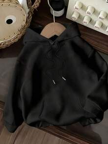 Unisex Sweatshirt, Printed Back, Jacket With Kangaroo Pocket, Drawstring, Hood, Premium Line - Black - View 2