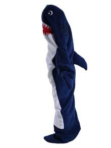 1件卡通鲨鱼、海豚、鲸鱼睡袋连帽毯子连体衣 - 彩色 - 查看 8