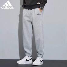Adidas 新款男子運動休閒透氣寬鬆長褲 - 灰色 - 查看 4