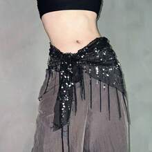European And American Summer INS Style New Fashion  Versatile Loose Sequin Tassel Waist Accessories For Women - Khaki - View 3