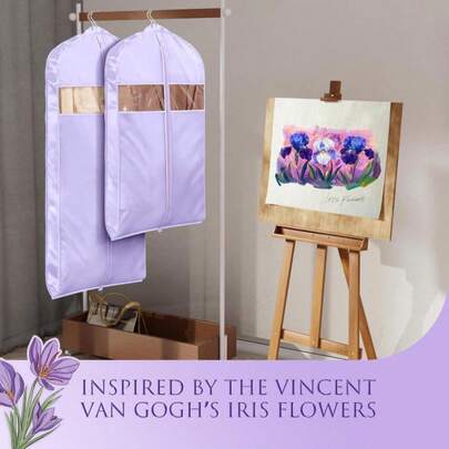 Univivi Super Soft Satin Garment Bags For Hanging Clothes, 60 Inch Zippered Dress Cover With Gussets, Breathable &Amp; Non-Smell For Dresses, Coats, Jackets, Shirts, 2 Pack - Apricot