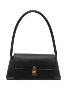 1pc Solid Color Portable Commuter Latch Fashionable Minimalist Retro Versatile Shoulder Bag Handbag, Suitable For Women's Daily Use - Black - View 12