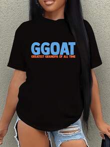 Funny Greatest Grandpa Of All Time Grandfather Quote 1 Pcs Women's Plus Size T-Shirt Funny Oversized Graphic Short Sleeve Tee  100% Polyester 220g Novelty Shirt Casual Crew Neck Top - màu đen - Xem 1