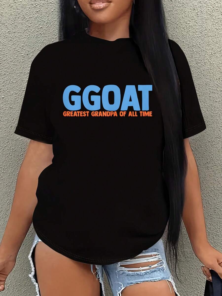 Funny Greatest Grandpa Of All Time Grandfather Quote 1 Pcs Women's Plus Size T-Shirt Funny Oversized Graphic Short Sleeve Tee  100% Polyester 220g Novelty Shirt Casual Crew Neck Top - màu đen - Xem 1