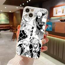 Blue Lock Anime Phone Case For  14/15 Pro/Pro Max - Shockproof Protective Cover With Seishiro Nagi/Alexis Ness Manga Panel Print, Black & White Accessory For Blue Lock Fans - Multicolor - Ver 4