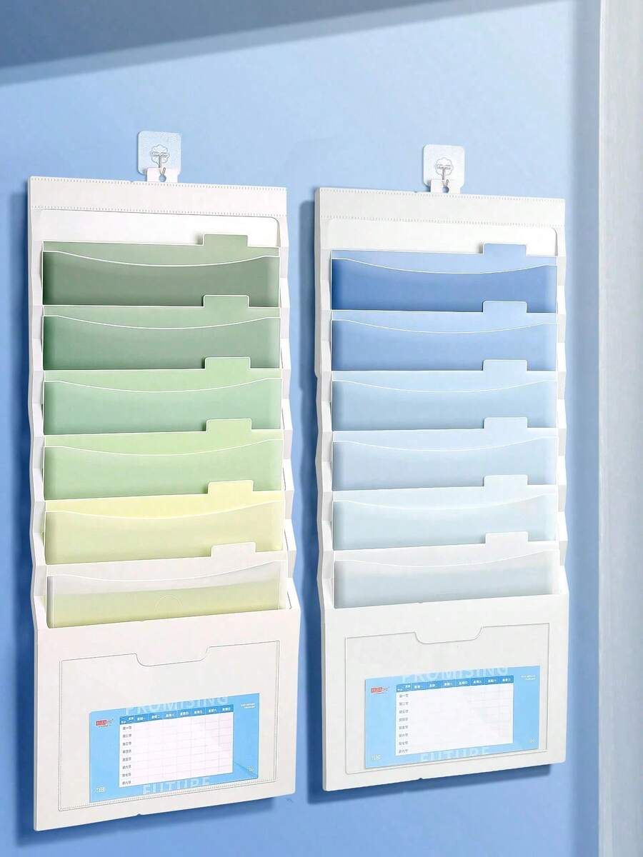 1pc Hanging File Folder, Foldable File Bag, Expandable Ombre File Pouch, Standalone Use, Suitable For School And Office