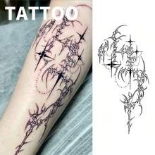 Glow-In-The-Dark Cross & Star Temporary Tattoos, 1-2 Weeks, Suitable For Halloween & Parties, Eye-Catching Body Art, Unique Expression, Delicate Design, High-Quality Ink, - Christmas - View 8