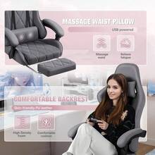 Gaming Chair, Computer Chair With Footrest And Massage Lumbar Support, Breathable Fabric High Back Video Game Chair With Swivel Seat And Headrest (Grey) - Default - View 4