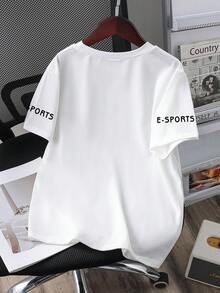 Tween Boy Video Game Letter Print Round Neck Short Sleeve Casual T-Shirt - White - View 2