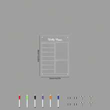 1个亚克力磁性周餐计划板，可擦写日历备忘录提醒白板，可重复使用周餐计划表