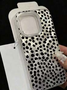 Funda de teléfono de moda minimalista de gasa de plumas pintada con estampado de leopardo, compatible con iPhone 17/16/15, Pintado 15 Pro Max, Funda de teléfono Apple P13 P14 Mujeres P11 Funda blanda P12 Anti-caída XS.XR /78P. - Plateado - Ver 4