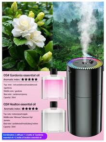 1 Set High-Value Black Car Humidifier & Essential Oil Diffuser With 6 Essential Oils, Fine Mist For Long-Lasting Fragrance, USB Ultrasonic Atomization, And Built-In LED Ambient Lighting. Compact And Portable, It's An Ideal Gift. Essential Oil Sets Available: (1 Oil Bottle + 1 Diffuser / 2 Oil Bottles + 1 Diffuser / 1 Oil Bottle). - A - View 16