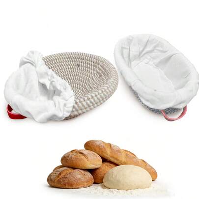 6pcs Rope-Weave Bread Proofing Basket Set | Includes Baskets, Liners, And Covers - 10.83-Inch Round And 11.81-Inch Oval Bread Fermentation Basket, Modern Handcrafted Sourdough Bread Baking Supplies, Breathable Design For Dough Fermentation, Suitable For Home And Professional Kitchens, Artisan Bread Baking Tools (Round And Oval)