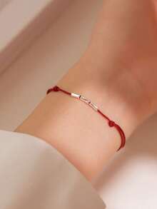 BALMORA 1条925纯银复古简约优雅红色绳项链，适合女性日常佩戴，可作为友谊饰品或礼物。 - 紅色 - 查看 4