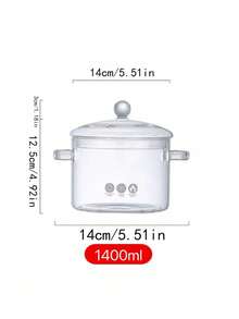 1pc High Borosilicate Glass Casserole Pot, Transparent Soup Pot For Gas Stove, Heat Resistant Mini Pot Seafood Boil
