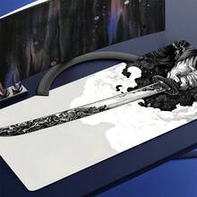 1pc Anime Japanese Samurai Sword Mouse Pad, Black And White Color, Large Desk Mat, Stitched Edge, Non-Slip Rubber Base, Suitable For Home Office, Size Options, Can Be Given As Christmas, Halloween Gift For Women, Girlfriend, Male Friends