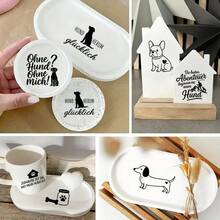 4pcs German Dog Pets Quote Saying Themed UV Transfer Stickers | Self-Adhesive Plastic Decals For Crafts, Mugs, Laptops & Water Bottles, Festive Designs, High-Quality Prints,