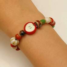 1pc Sweet Ceramic Bracelet - Beads With Apple Core Pendant, Unique Style - 彩色的 - 查看 2