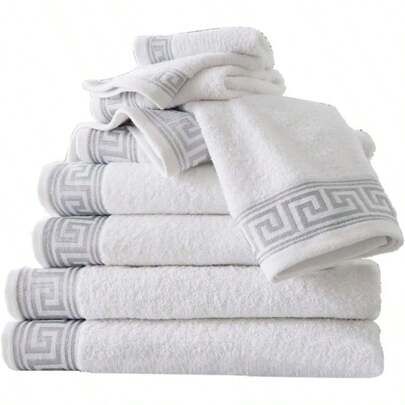 8pcs GC Gaveno Cavalia Luxury Egyptian Towel Bale Set - Fast-Dry, Quick Absorb, Chemical-Free, Retro Bath Towels Suitable For - Soft Bath, Hand & Face Towel Bundle, Washable, Ideal For, Spa, Travel (No Harsh Chemicals)