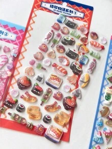 3D可爱糖果风格贴纸，3D卡通贴纸，适用于情人节派对、学生奖励、节日礼物、可爱DIY手机壳、笔记本、摇摇乐贴纸、3D浮雕贴纸、3D闪光贴纸 - 彩色 - 查看 14