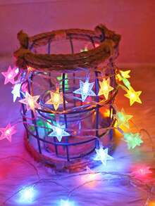 1 szt. 1,5/3/6 m lampek LED w kształcie gwiazdek, oświetlenie dekoracyjne do wnętrz na festiwale, imprezy, dekoracja ścienna do sypialni, zasilane bateriami lampki choinkowe na Walentynki - Wielokolorowe - Zobacz 9