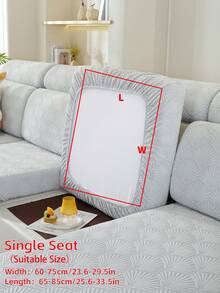 1件水晶叶提花沙发保护套，优雅的全包边松紧带床笠，柔软绒面，可机洗 - 灰色 - 查看 15