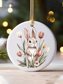 3张复活节春季复古兔子花卉图案DIY UV DTF转印贴纸，适用于工艺品、手账、玻璃杯、咖啡杯、杯子套、瓶子、花瓶、笔记本电脑、手机壳、贺卡、插画、剪贴簿、装饰转印贴纸、家居装饰，6.8厘米 - 彩色 - 查看 2