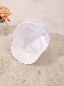 TUTUYA Baby Baseball Cap, Girls Sun Protection Hat, Soft & Breathable Material, Embroidered White/Pink Hat Cute Ear Decor Pink Heart-Shaped Animal Design Sun Hat For Toddlers, Adjustable , Suitable For Daily Wear, Outdoor, Play, 0-36 Months, Head Circumference 44-50CM - White - View 6