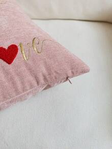1 pièce Housse de coussin brodée en forme de lettre d'amour rose pour la Saint-Valentin, housse de coussin décorative en forme de cœur, convient pour la décoration intérieure, housse de coussin décorative pour le printemps/été, insert de coussin non inclus - Rose bonbon - Voir 8