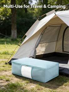 Large Storage Bag - Canvas Wardrobe Storage Bag With Reinforced Handles, Waterproof, Multipurpose, Foldable And Timeless Design For Storing Clothes, Blankets, Quilts, Bedding - Grey, Under Bed Storage - Multicolor - View 2