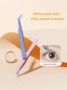 Bộ 3 nhíp nối mi, dụng cụ hỗ trợ nối mi, dụng cụ làm đẹp mi bằng thép không gỉ, màu pastel. - Màu Hồng Tươi - Xem 2