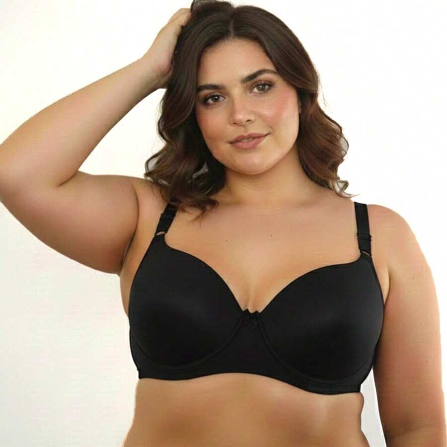 Sutiã Push Up Plus Size com Detalhe de Nó, Elasticidade Média, Cobertura Total e Aro para Mulheres