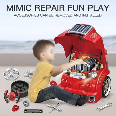Interactive Truck Toy With Detachable Parts, Bringing Fun To Life And Stimulating Children's Creativity And Hands-On Skills With This Truck Engine Toy.