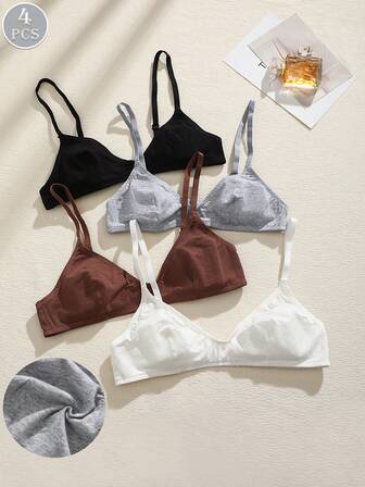 Set de 4 sujetadores sin costuras y sin aros, con copa delgada y cómoda, ropa interior sexy y con efecto de elevación para damas