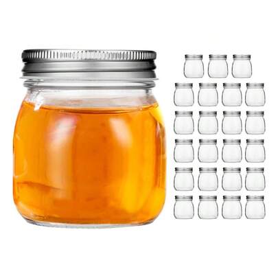 TendenciaSet De 24 Frascos Tarros De Vidrio 300 Ml Con Tapa TransparenteCalidad premium