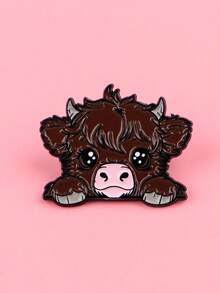 1 pieza Broche de alce lindo - Encantador animal parecido a una vaca con ojos expresivos, de aleación de zinc o silicona, perfecto para joyería, mochilas, alfileres de solapa - Multicolor - Ver 4