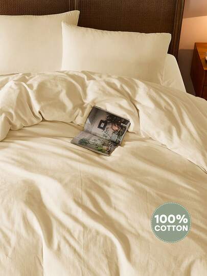 Bộ 2 hoặc 3 chiếc/bộ 100% cotton màu be nhạt Bộ chăn ga gối đệm trơn có thể đảo ngược (1 chăn ga gối đệm & 1/2 vỏ gối) Bộ chăn ga gối đệm vải thoáng khí cho gia đình, bộ chăn ga gối đệm thiết kế hai tông màu cho mọi mùa Phòng ngủ & phòng khách Bộ chăn ga gối đệm ngày lễ tình nhân cho ký túc xá trường học Bộ chăn ga gối đệm ký túc xá Bộ chăn ga gối đệm trường học