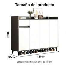 Minimalist Wooden Shoe Organizer With Drawer - 灰色 - 查看 2
