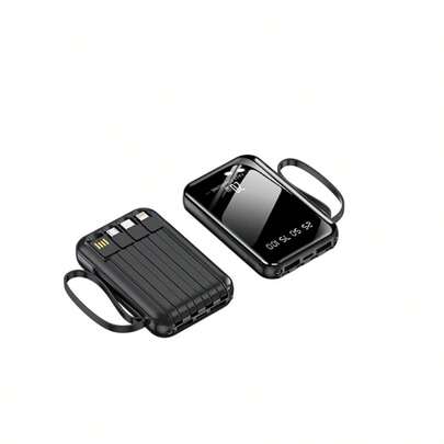 Portable High-Capacity Power Supply, 10,000 MAh, 20W Fast Charging, Outdoor Mobile Emergency Power Equipment, Equipped With Apple/Type-C/USB Data Cable Charging Interface, Intelligent Digital Display Screen And Flashlight Function, Stable Lithium Battery Pack. It Is The Best Choice As A Gift For Friends.