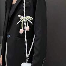 夏季新款珍珠链女士包包挂饰，甜美百搭钥匙扣，防丢吊坠，手机壳配件 - 彩色 - 查看 7