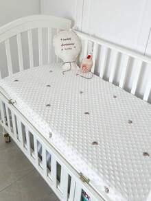 2 piezas Juego de sábanas para bebé engrosadas, unisex, sábana ajustable con bordado de animales para cama de niños, estilo Ins, se ajusta a colchones rectangulares, redondos y ovalados, ajuste flexible para diferentes tamaños de cuna/colchoneta de bebé - Multicolor - Ver 7