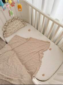 2 piezas Juego de sábanas para bebé engrosadas, unisex, sábana ajustable con bordado de animales para cama de niños, estilo Ins, se ajusta a colchones rectangulares, redondos y ovalados, ajuste flexible para diferentes tamaños de cuna/colchoneta de bebé - Multicolor - Ver 12