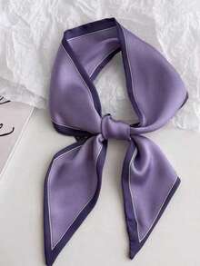 1 pièce Foulard décoratif mode minimaliste réversible, bandeau unicolore long et fin pour femmes - Prune - Voir 1