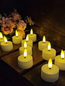 6/12/24 Stück LED Teelichter mit Fernbedienung, flackernde flammenloses Teelichter, batteriebetriebene Kerzen für Heim-Dekoration, Hochzeit, Party, Esszimmertisch, Hof, Garten, Valentinstag, Geschenk, Kerzenerwärmer, Abendessen - Weiss - Übersicht 6