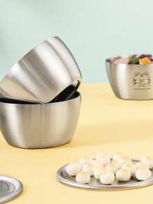 儿童304不锈钢带防尘盖餐碗，220毫升，适用于婴儿辅食、面条、汤和牛奶等餐具 - 彩色 - 查看 5