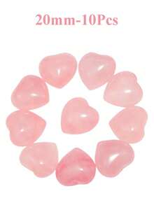 30毫米天然玫瑰石英心形疗愈石，抛光爱情宝石，掌心舒缓石，心形冥想石 - 粉色 - 查看 14